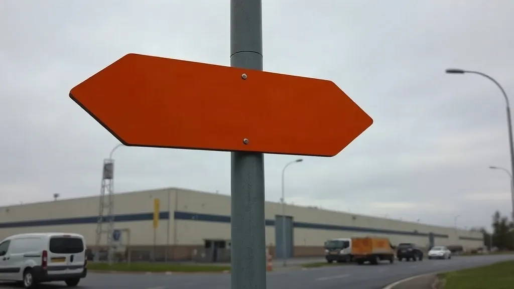 Freccia indicatoria su palo all'ingresso di un'area industriale