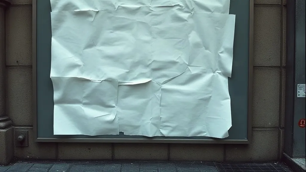 Manifesto appena affisso sulla plancia, con la carta ancora umida e le pieghe lasciate dalla posa